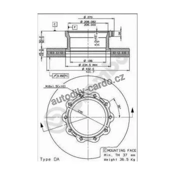 Brzdový kotouč Brzdový kotouč BREMBO 09.7381.20 - MAN