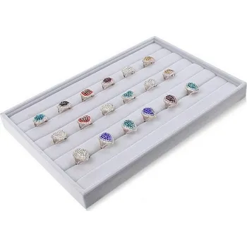 Šperkovnice Plato na uložení, vystavení prstýnků PT12 šedý samet (PT12)