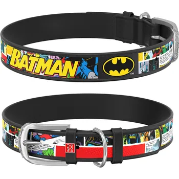 Obojek pro psa WAUDOG obojek kožený DC Batman komiks (37-48cm/2,5cm)
