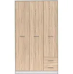 Nepo Plus Šatní skříň SZF3D2S Bílá/Dub sonoma