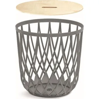 Odpadkový koš Univerzální koš QUBO s dřevěným víkem šedý kámen, varianta 20 l