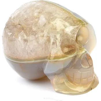 Přírodní kámen Achátová lebka s dutinou 128g