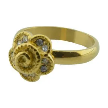 Prsten Doria Prsten z oceli zlatá květinka s kamínky M118 Velikosť: 49