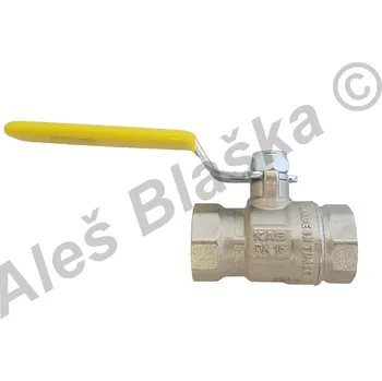 Instalatérský materiál KAS - Turecko | Kulový kohout (ventil) na plyn s pákou FF plnoprůtok (plynový) - 1/2" 7271