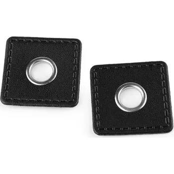 Průchodka s koženkovým čtverečkem k našití, průvlek 10 mm, barva 4 černá