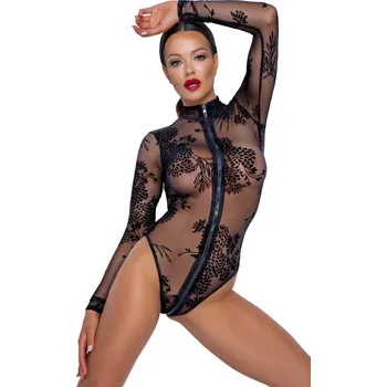 Dámské erotické body Noir Handmade Delicate Velvet Floral Body 2642956 Velikost S