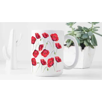 ePiPí Velký keramický hrnek 450 ml - Vlčí máky