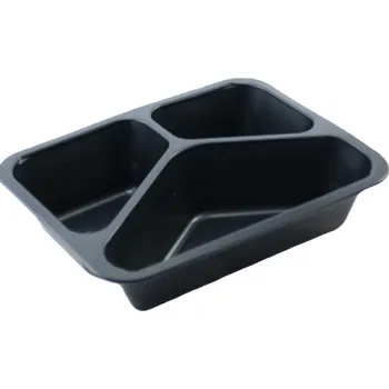 Jednorázové nádobí Plastová zatavovací miska 3D černá PP 227x178x40 mm, 1 balení (10bal)