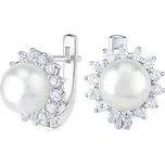Stříbrné náušnice s přírodní bílou perlou LPS0156E