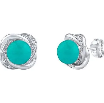 Náušnice SILVEGO stříbrné náušnice Ariel s přírodním amazonitem a Brilliance Zirconia JST14738EAZ