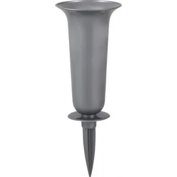 Váza NG 51441st Váza hřbitovní TEREZA plastová stříbrná d16x37cm 155x155x370