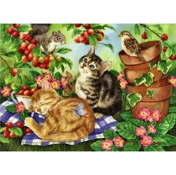 Diamantové malování Diamantové malování/Huacan - Kočičky na pikniku
