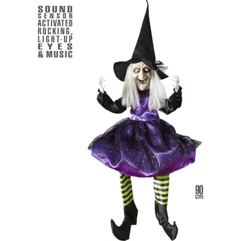 WIDMANN Loutka čarodějnice 90 cm s kloboukem, se zvukem a blikajícíma očima
