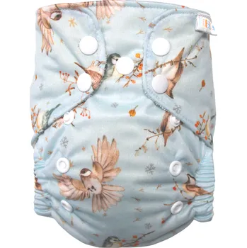 Plenkové kalhoty Breberky BIO Bambusová kapsová plenka (S) - Ptáčci u jeřabin PAT