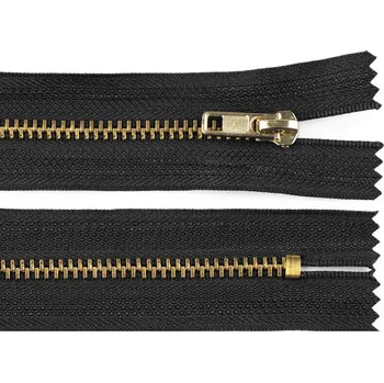 Zip Kovový zip No 4 délka 10 cm kalhotový, barva 322 černá