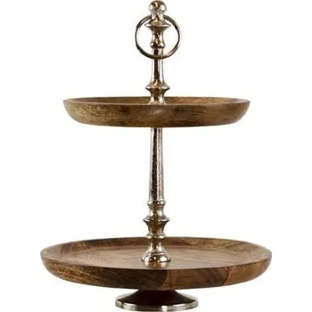Dřevěno-kovový servírovací 2- patrový etažér Woodd - Ø25*34cm