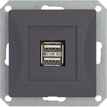 Stavebniny Timex Zásuvka Opus Style 2xUSB grafit