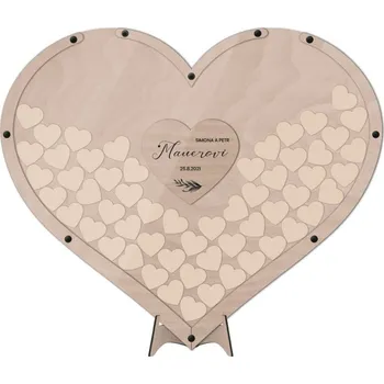 Svatební dekorace Dřevěné srdce na vhazování LEMON