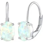 Stříbrné náušnice s bílým opálem LPS1397WH