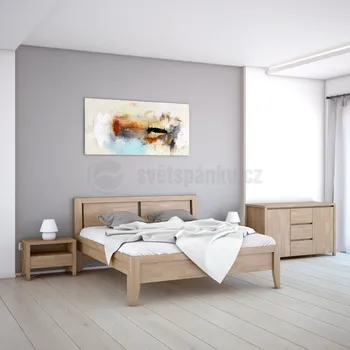 Postel Dřevěná postel MATTEO z bukového, jasanového nebo dubového masivu výrobce světspánku.cz. Dostupná ve všech rozměrech, včetně atypických. 200x200, olej Ořech, dub