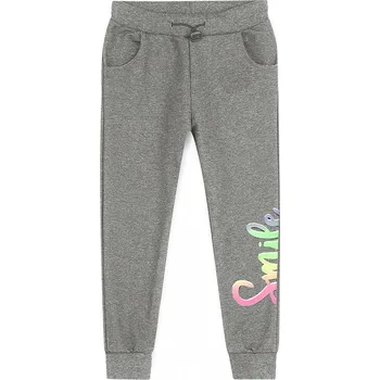 TEPLÁKY DÍVČÍ S NÁPISEM SMILE SR0383 Velikost: 122, Barva: Šedá