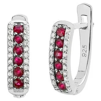 Náušnice Stříbrné náušnice se syntetickým Rubínem QR12RE