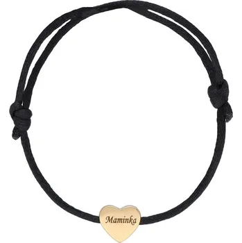 Náramek Doria Náramek MAMINKA na černé šňůrce se srdcem N410