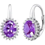 Stříbrné náušnice JANET s fialovým zirkonem v barvě ametystu LPS0588EA
