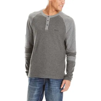 Pánské oblečení BENCH triko - Henley Waffle Jersey Dark Grey Marl Winter (MA1053)