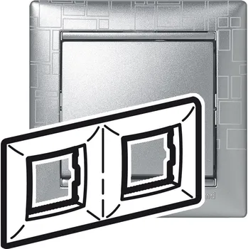 Elektrická zásuvka Valena rámeček 2-násobný Hliník graph