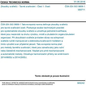 ČSN EN ISO 9606-1 - Zkoušky svářečů - Tavné svařování - Část 1: Oceli - Tisk