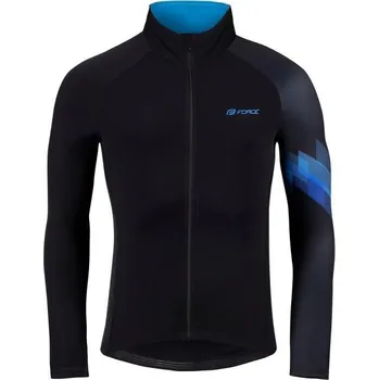 cyklistický dres Force dres RIDGE dlouhý rukáv (černá/modrá)