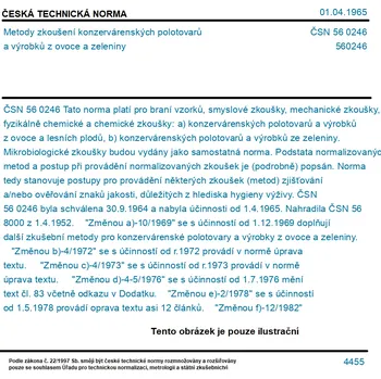 ČSN 56 0246 - Metody zkoušení konzervárenských polotovarů a výrobků z ovoce a zeleniny - Tisk