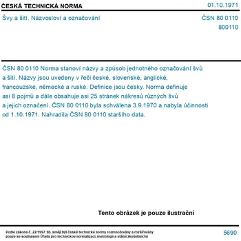 ČSN 80 0110 - Švy a šití. Názvosloví a označování - Tisk