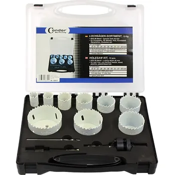 Příslušenství k vrtačce Condor pily vykružovací 9 - 68 mm, HSS-Bi-metal, sada13 dílů - 100-02165