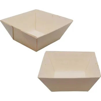 Jednorázové nádobí Miska dřevěná (z dýhy) 10,5x10,5x4,5 cm/ 24ks