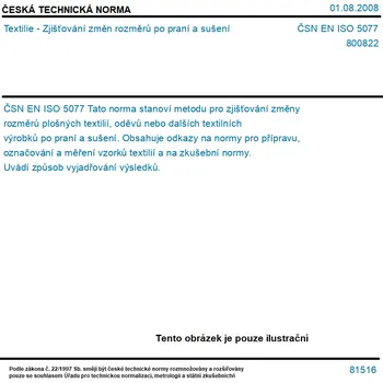 ČSN EN ISO 5077 - Textilie - Zjišťování změn rozměrů po praní a sušení - Tisk