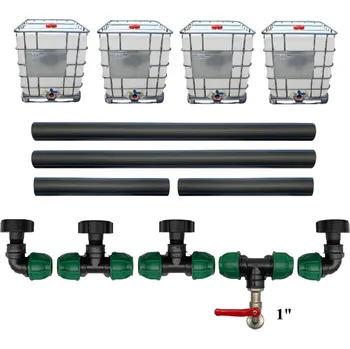 Profi propojení: 4 IBC nádrže + 1" zahradní kohout M zelená barva