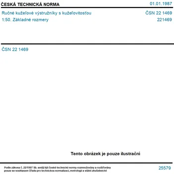 ČSN 22 1469 - Ručné kužeľové výstružníky s kužeľovitosťou 1:50. Základné rozmery - Tisk