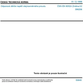 ČSN EN 60524 Změna A2 - Odporové děliče napětí stejnosměrného proudu - Tisk
