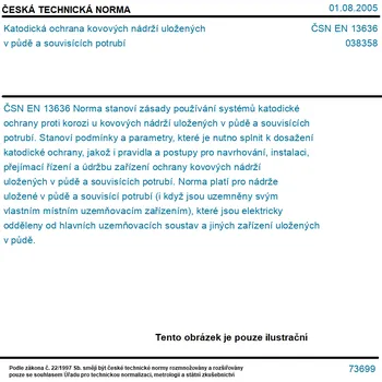 ČSN EN 13636 - Katodická ochrana kovových nádrží uložených v půdě a souvisících potrubí - Tisk