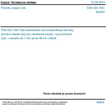 ČSN ISO 1051 - Průměry stopek nýtů - Tisk