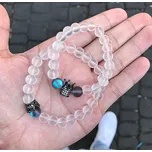 B-TOP Náramek z přírodních kamenných korálků Yin Yang Koruna transparentní/ šedá