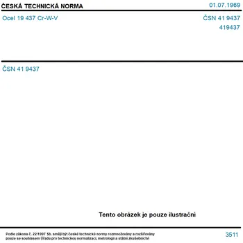 ČSN 41 9437 - Ocel 19 437 Cr-W-V - Tisk