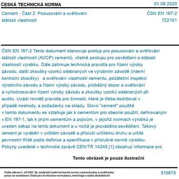 ČSN EN 197-2 - Cement - Část 2: Posuzování a ověřování stálosti vlastností - Tisk