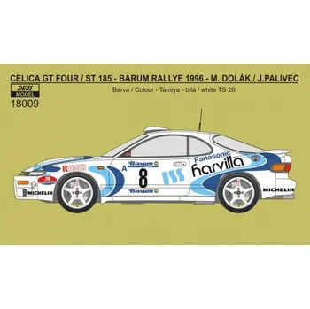 Plastikový model Reji model 1/18 Decal Celica ST185 Rally Barum 1996