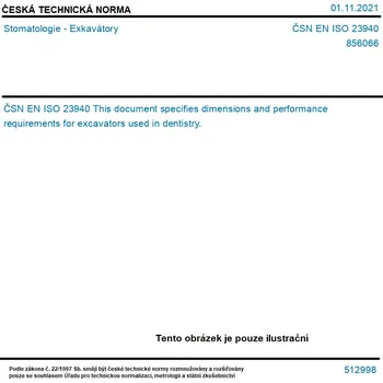 ČSN EN ISO 23940 - Stomatologie - Exkavátory - Tisk