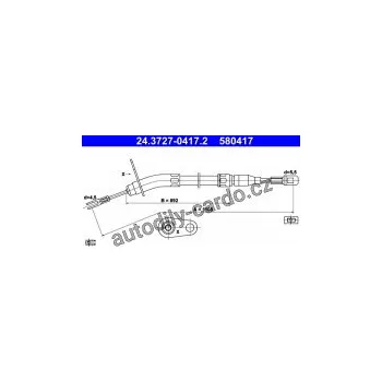 Brzdová hadice Lanko ruční brzdy ATE 24.3727-0417 (AT 580417)