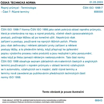 ČSN ISO 1998-7 - Ropný průmysl - Terminologie - Část 7: Různé termíny - Tisk