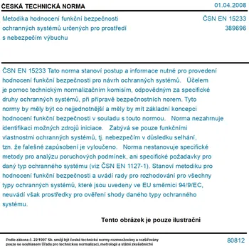 ČSN EN 15233 - Metodika hodnocení funkční bezpečnosti ochranných systémů určených pro prostředí s nebezpečím výbuchu - Tisk